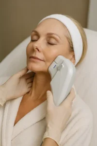 Woman receiving HIFU non surgical facelift treatment Hammersmith and Fulham
